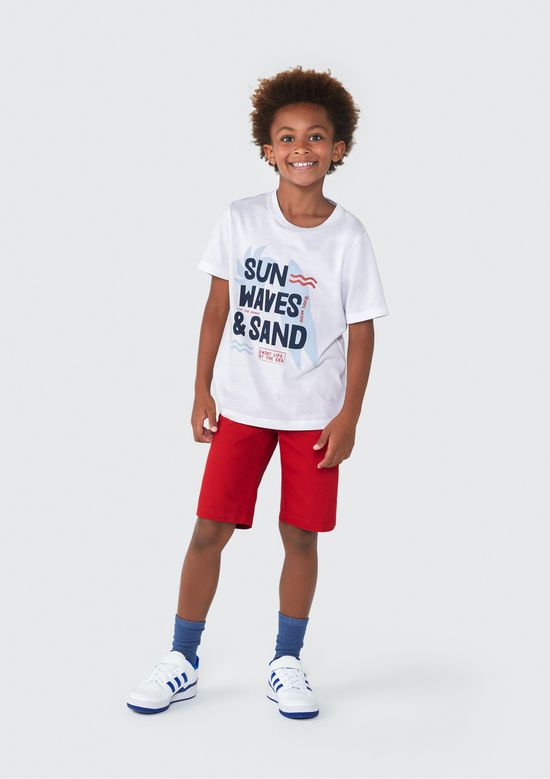 Foto do produto: Bermuda Básica Infantil Menino Em Sarja - Vermelho