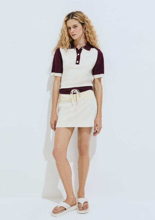 Foto do produto: Blusa Polo Feminina Bicolor E Tricô - Vinho