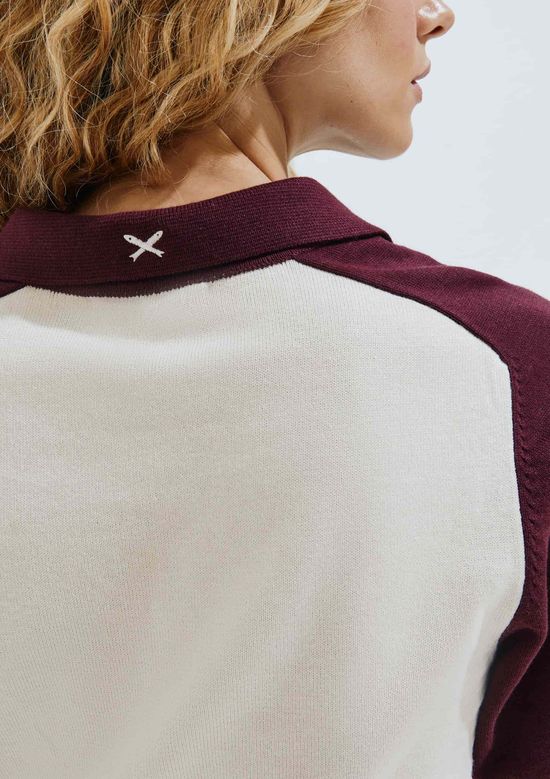 Foto do produto: Blusa Polo Feminina Bicolor E Tricô - Vinho