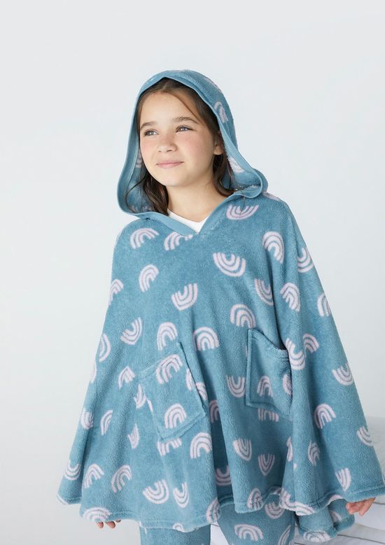 Foto do produto: Poncho Infantil Unissex Em Fleece - Azul