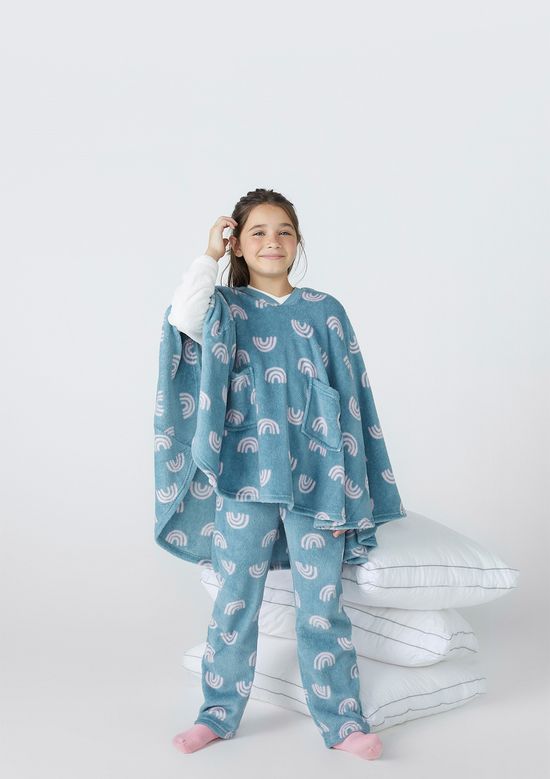 Foto do produto: Poncho Infantil Unissex Em Fleece - Azul