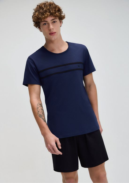 Foto do produto: Pijama Curto Masculino Em Algodão - Azul