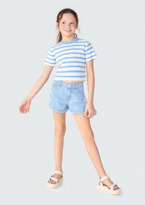 Foto do produto: Blusa Infantil Menina Em Tricô - Azul