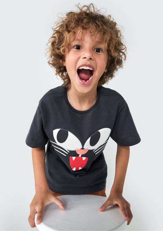 Foto do produto: Camiseta Infantil Unissex Com Apliques - Cinza