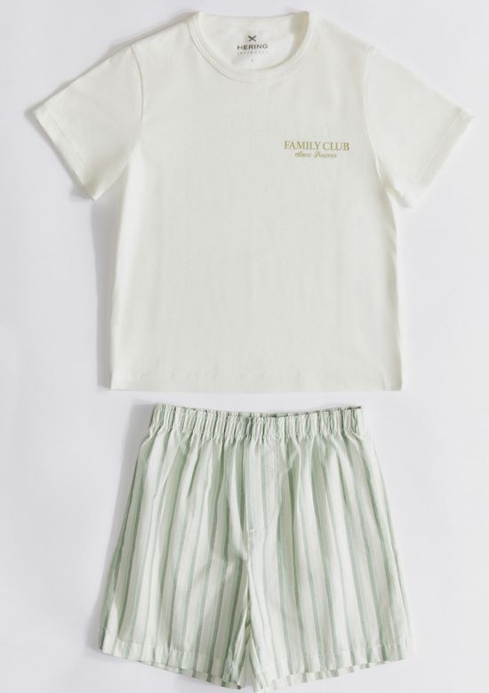 Foto do produto: Pijama Curto Infantil Menino Com Estampa Família - Off white