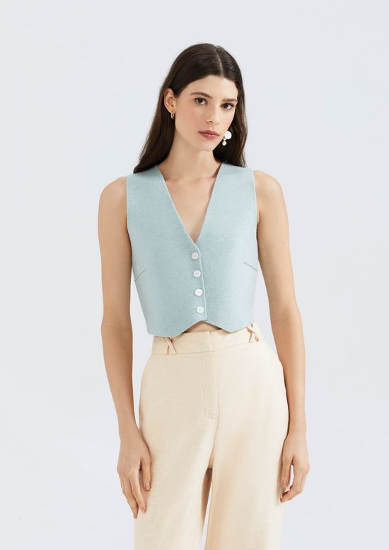 Foto do produto: Colete Cropped Feminino Em Tricô Leve - Verde
