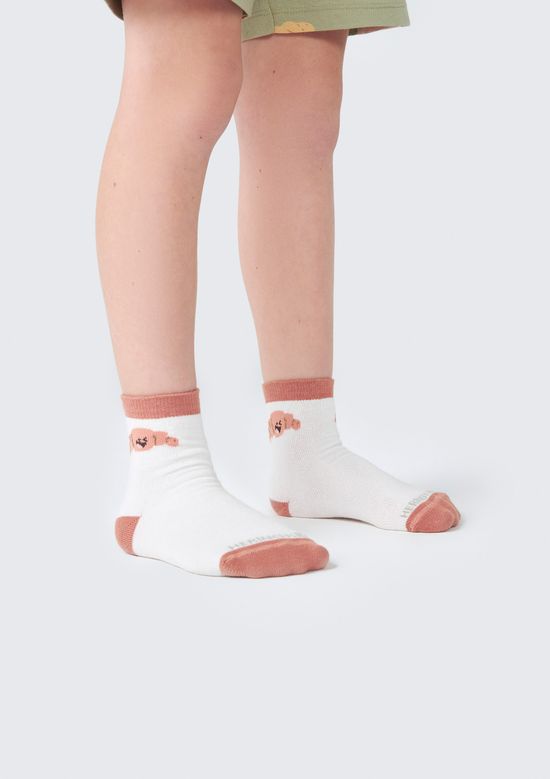 Foto do produto: Kit Com 3 Meias Infantil Unissex Cano Médio Estampadas - Off white