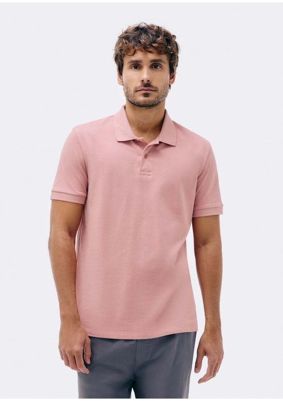 Foto do produto: Camisa Polo Básica Masculina Manga Curta Em Piquet - Rosa