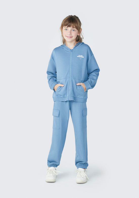 Foto do produto: Calça Infantil Menina Jogger Em Moletom - Azul