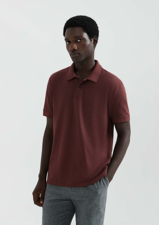 Foto do produto: Camisa Polo Básica Masculina Manga Curta Em Piquet - Vinho