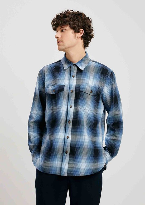 Foto do produto: Camisa Masculina Manga Longa Comfort Xadrez Flanelada - Azul