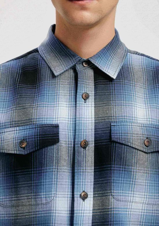 Foto do produto: Camisa Masculina Manga Longa Comfort Xadrez Flanelada - Azul