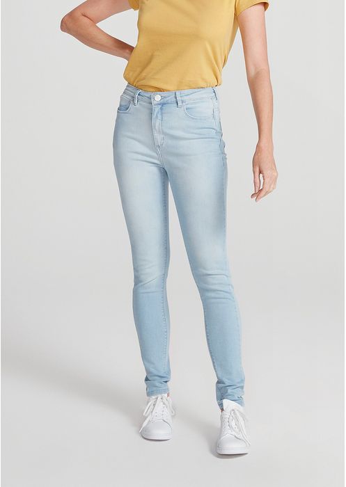 Calça Jeans Feminina Cintura Alta Super Skinny - Azul Claro