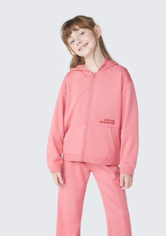 Foto do produto: Jaqueta de Moletom Infantil Menina Com Capuz - Rosa