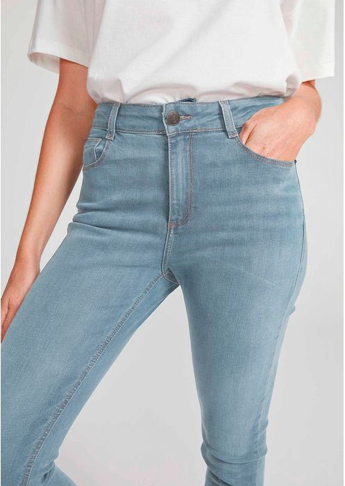 Calça Feminina Jeans Skinny Cintura Alta Soft Touch - Azul Médio