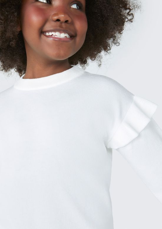 Foto do produto: Blusão Infantil Menina Em Tricô Com Babados - Off white