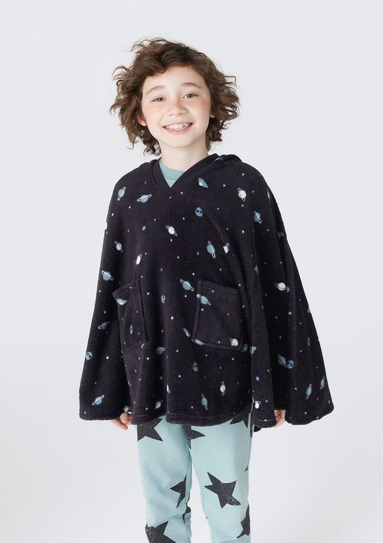 Foto do produto: Poncho Infantil Unissex Em Fleece - Preto