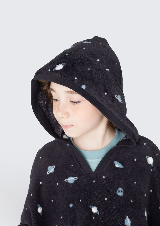 Foto do produto: Poncho Infantil Unissex Em Fleece - Preto