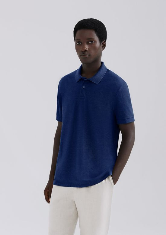 Foto do produto: Camisa Polo Básica Masculina Manga Curta Em Piquet - Azul