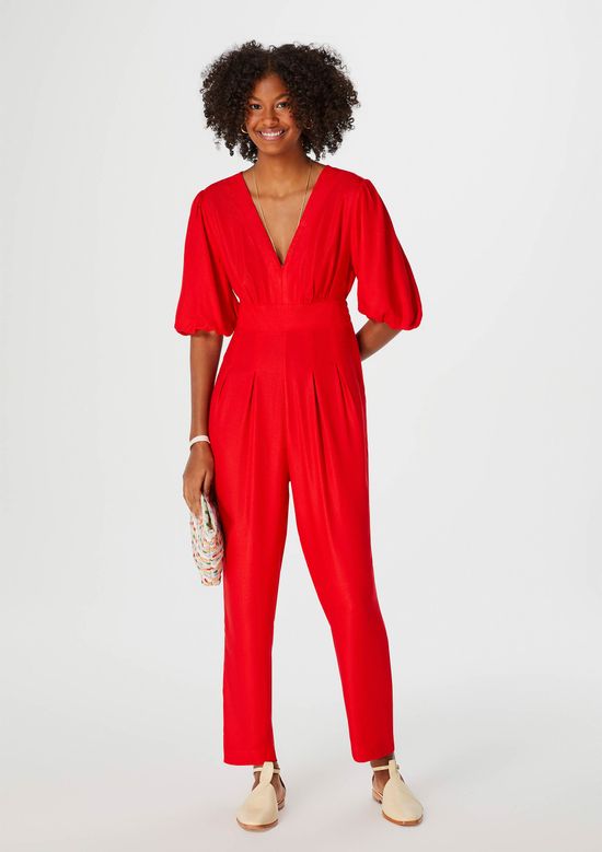 Foto do produto: Macacão Longo Feminino Em Crepe De Viscose - Vermelho