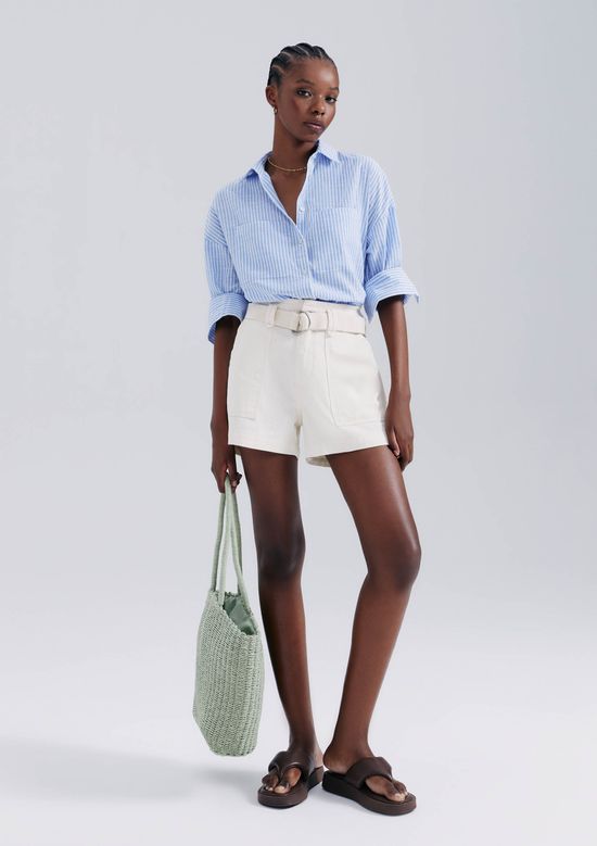 Foto do produto: Shorts Feminino Em Sarja Com Cinto - Off white