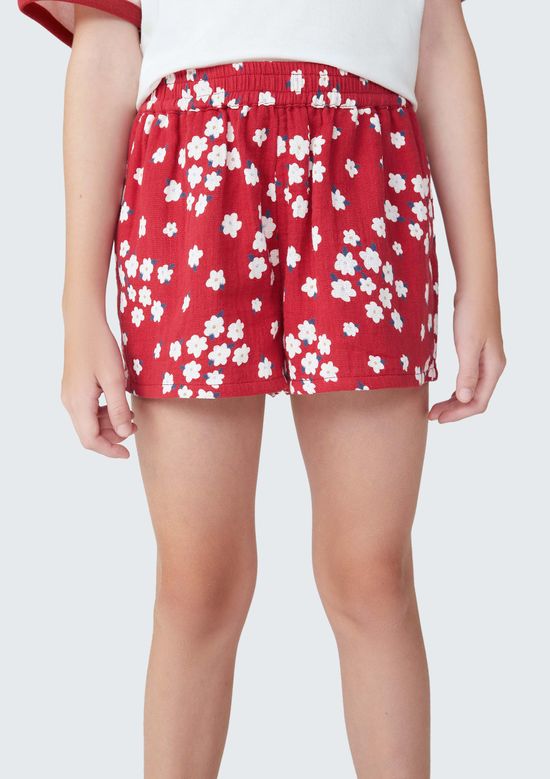 Foto do produto: Shorts Infantil Menina Floral - Vermelho