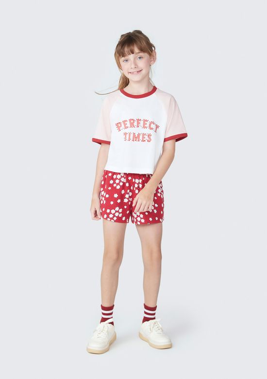 Foto do produto: Shorts Infantil Menina Floral - Vermelho