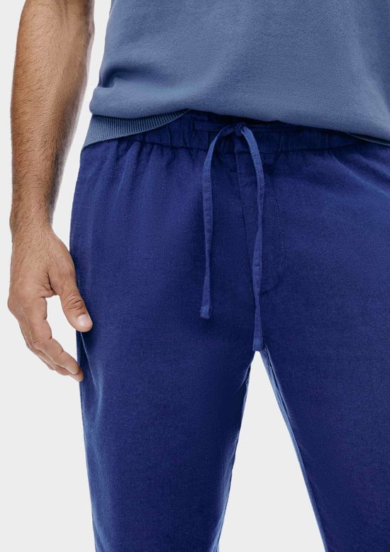 Foto do produto: Calça Masculina Reta Com Linho - Azul