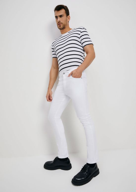 Foto do produto: Calça Básica Masculina Skinny Em Sarja Com Elastano - Branco