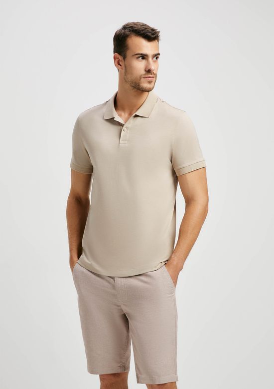 Foto do produto: Camisa Polo Básica Masculina Manga Curta Pima - Bege