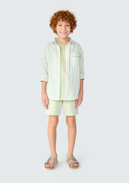 Foto do produto: Camisa Infantil Menino Manga Longa Listrada - Verde