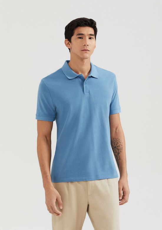 Foto do produto: Camisa Polo Básica Masculina Manga Curta Em Piquet - Azul