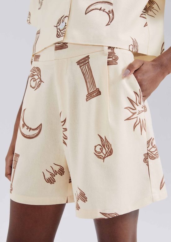 Foto do produto: Shorts Estampado Com Linho - Creme