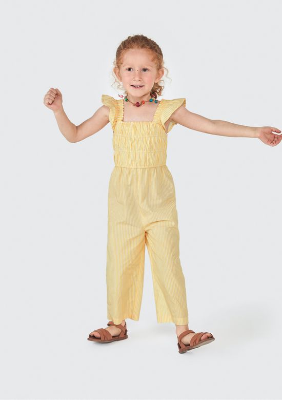 Foto do produto: Jardineira Infantil Menina Toddler Listrada - Amarelo