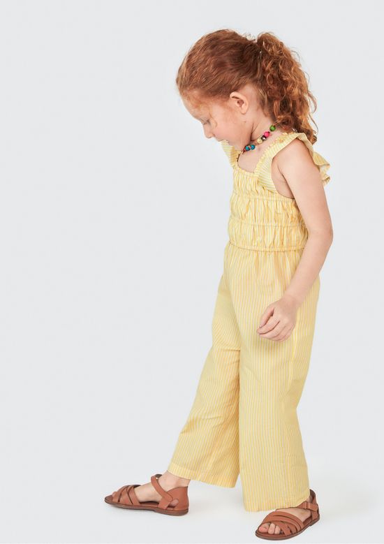 Foto do produto: Jardineira Infantil Menina Toddler Listrada - Amarelo