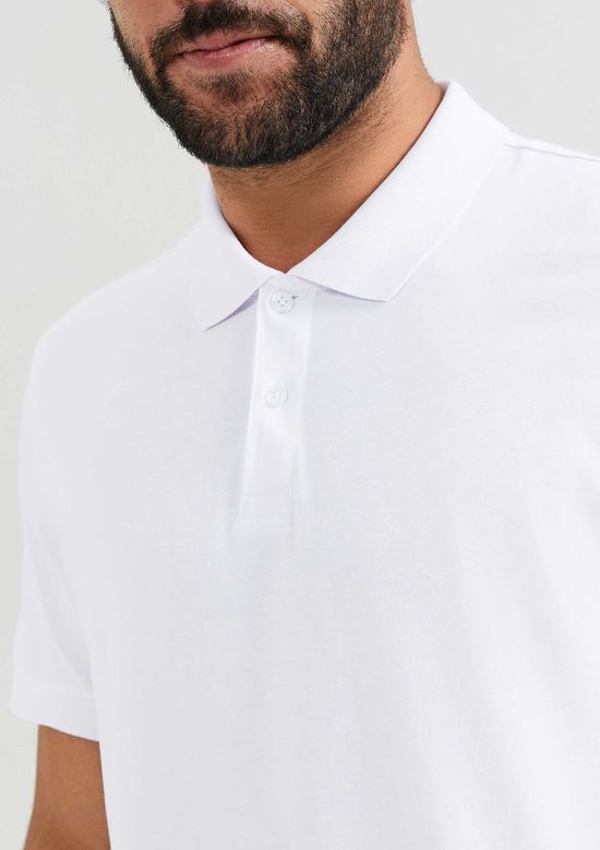 Foto do produto: Camisa Polo Básica Masculina Em Algodão Pima - Branco