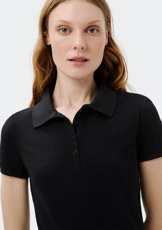 Foto do produto: Camisa Polo Básica Feminina Slim Manga Curta - Preto