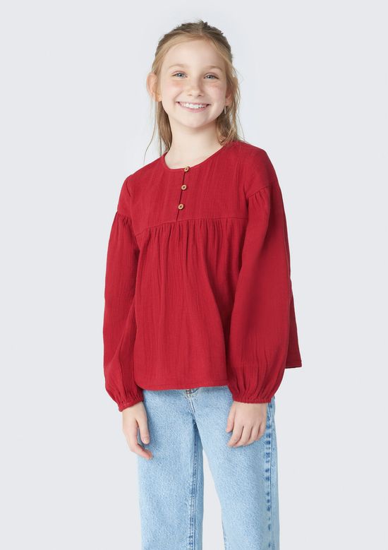 Foto do produto: Blusa Infantil Menina Manga Longa - Vermelho