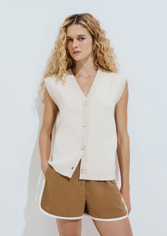 Foto do produto: Colete Feminino Decote V Em Tricô - Creme