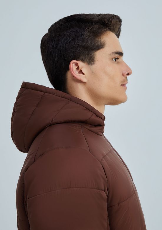 Foto do produto: Jaqueta Básica Masculina Puffer Com Capuz - Marrom