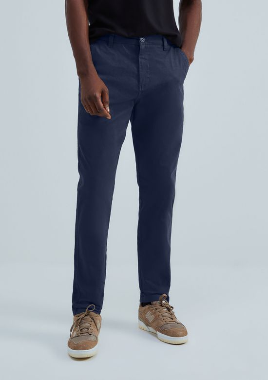 Foto do produto: Calça Básica Masculina Chino Slim Em Sarja Com Elastano - Azul