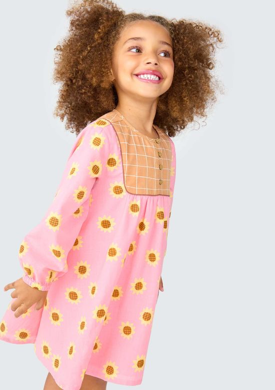 Foto do produto: Vestido Infantil Toddler Manga Bufante - Rosa