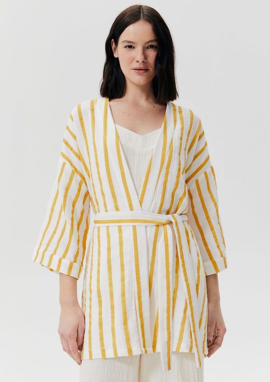 Foto do produto: Robe Estampado Manga 7/8 - Amarelo