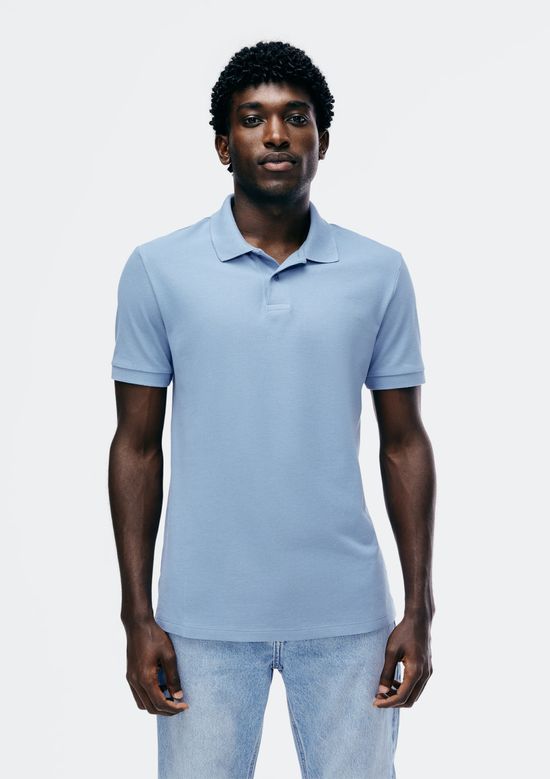 Foto do produto: Camisa Polo Básica Masculina Em Piquet - Azul