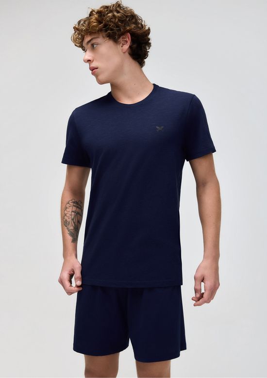 Foto do produto: Pijama Curto Masculino Com Bordado - Azul