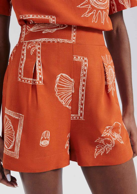 Foto do produto: Shorts Feminino Estampado Com Pregas - Terracota