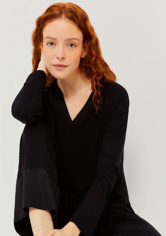 Foto do produto: Pijama Longo Feminino Em Viscose - Preto