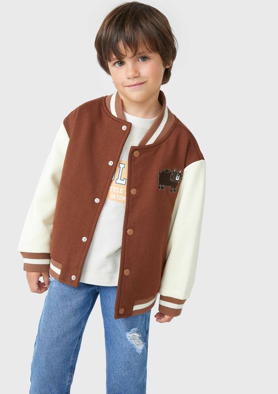 Foto do produto: Jaqueta Bomber Infantil Menino Toddler College - Marrom