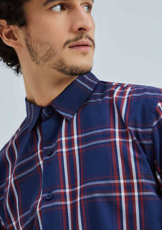 Foto do produto: Camisa Masculina Manga Longa Xadrez - Azul