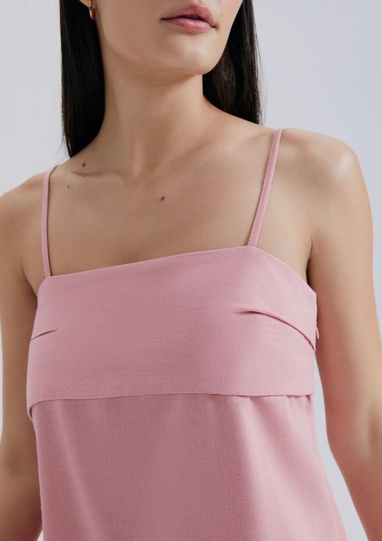 Foto do produto: Vestido Curto Alças Removíveis Com Linho - Rosa